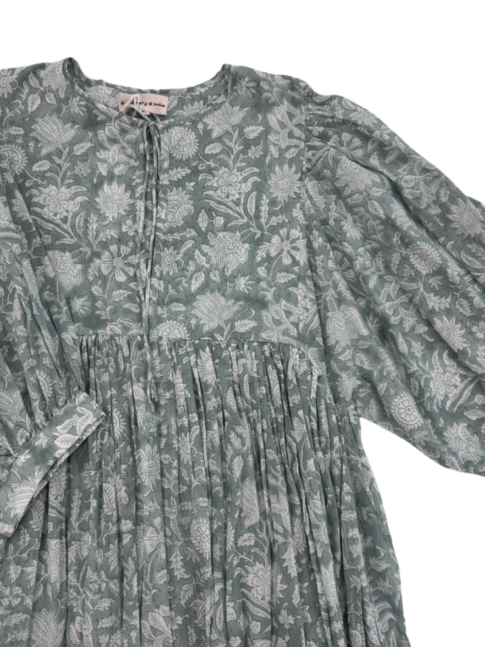 Daughters of India Sage Green Floral Maxi Dress - Picture 5 of 6